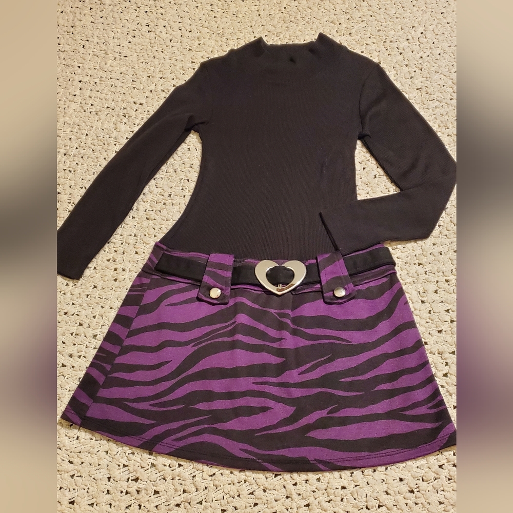 Bonnie Jean girls dress sz 8 purple black
